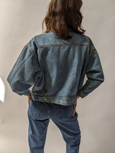 An amazing find! We Tag reads Jordache Consistent fading throughout. Faded Denim Jacket, Natalie Borton, Knit Outerwear, Line Shopping, Faded Denim, Dress Suits, Vintage Cotton, Raw Silk, Toddler Dress