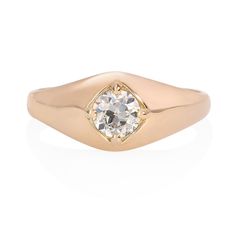 Vale Jewelry Agata Ring with Old European Diamond in 18K Rose Gold Front View Vale Jewelry, Rolling Ring, Rosecut Diamond Ring, Dome Ring, Tourmaline Stone, European Cut Diamonds, Domed Ring, Engagement Ring Wedding Band, Custom Engagement Ring