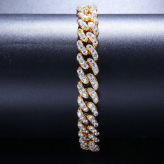 Luxe Gold Iced Out Cuban Link Bracelet - Marianela's Exclusive Shop Cuban Bracelet Women, Cuban Link Bracelet, Cuban Bracelet, Cubic Zirconia Bracelet, Cz Bracelet, White Bracelets, Bracelet Women, Foot Jewelry, Chain Choker Necklace