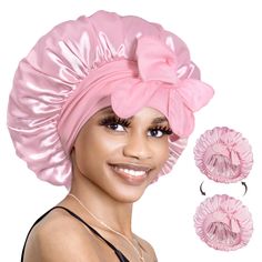 PRICES MAY VARY. 【Double Layer Satin Lined】Double layer silk satin bonnets for you, the sleeping cap can be reversible for both sides, outside and inside are the same smooth. You can also choose same or different colors, good idea for head to protect hair in good style. 【𝐅𝐢𝐱 𝐰𝐢𝐭𝐡 𝐋𝐨𝐧𝐠 𝐁𝐚𝐧𝐝】This superior non-slip satin Bonnet for Sleeping is featured with stretchy soft long band in size of 2.8” wide and 58” length, elastic and skin friendly, adjust tightness, then wrap in different Satin Hair Wrap, Hair Wraps For Sleeping, Silk Hair Bonnets, Sleeping Cap, Satin Bonnets, Curly Hair Accessories, Sleep Hairstyles, Night Hairstyles, Sleeping Women