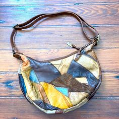 Vintage 70's 100% leather patchwork shoulder purse  12.5x8.5x2.5 Brown Patchwork Hobo Bag, Brown Patchwork Hobo Bag For Daily Use, Patchwork Satchel Hobo Bag For Daily Use, Patchwork Satchel Hobo Bag For Everyday Use, Daily Use Patchwork Satchel Hobo Bag, Vintage Rectangular Bag With Leather Patch, Brown Rectangular Hobo Bag With Patchwork, 70s Bags Vintage, Vintage Multicolor Patchwork Shoulder Bag