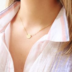 Looking for a new necklace? This 18k gold-filled necklace is bold enough to wear alone yet adds a dainty punch to layered looks! #taudrey #personalized #jewelry #miami #shopsmall #smallbusiness #necklace Delicate Everyday Necklace With Initial Pendant, Minimalist Jewelry With Delicate Chain And Initial Pendant, Everyday Rose Gold Initial Necklace With Adjustable Chain, Simple Everyday Charm Necklaces For Mother's Day, Minimalist Tarnish Resistant Initial Pendant Necklace, Minimalist Yellow Gold Name Necklace For Her, Minimalist Everyday Initial Pendant Jewelry, Minimalist Yellow Gold Name Necklace Gift, Minimalist Rose Gold Name Necklace As Gift For Her