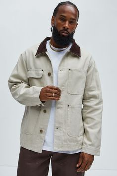 Available In Off White. Fold Down Collar Chest Pocket Detail Front Button Closure Self: 100% Cotton Lining: 60% Cotton 40% Polyester Pair With Alexander Utility Zip Work Jacket Pair With Alexander Utility Hooded Jacket Pair With Alexander Double Knee Utility Pants Pair With Alexander Utility Overalls Pair With Alexander Utility Shorts Pair With Bam E-Waist Straight Pants Imported | Mens Alexander Utility Canvas Chore Jacket in Off White size Medium by Fashion Nova Cotton Utility Shacket For Streetwear, White Utility Jacket For Streetwear, Oversized Single-breasted Utility Jacket With Long Sleeves, White Button-up Utility Jacket With Pockets, Luxury Single-breasted Men's Utility Jacket, Off White Fashion, Mens Jackets Casual, Utility Pants, Chore Jacket