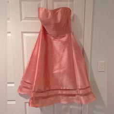 Alfred Sung Strapless Dress, Coral, Size 10. Never Worn, Brand New Condition With Tags Attached. Summer Evening Strapless A-line Dress, Summer Evening A-line Strapless Dress, Strapless Spring Dress For Formal Occasions, Strapless Fit And Flare Evening Dress, Strapless Dress For Spring Formal, Formal Strapless Fit And Flare Dresses, Strapless Formal Dress For Spring, Strapless Spring Formal Dress, Strapless Fit And Flare Cocktail Dress