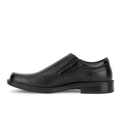 A true classic, these Dockers loafers finish off any dress look you’ve got planned. The synthetic leather and durable outsole add polished style, while the memory foam footbed and padded collar create long lasting comfort and support. These men’s dress shoes are a staple for anyone as they create a look that is as sleek as it is timeless. Loafer Shoe, Shoe Warehouse, Polished Style, Dress Loafers, Closed Toe Shoes, Shoe Black, Round Toe Heels, Men Care, Synthetic Leather