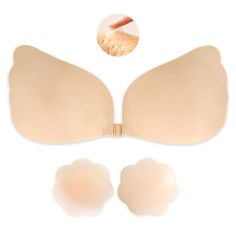 PRICES MAY VARY. 【Sticky Bra Push Up】Our sticky bra is B-Cup with Nipple Covers,(28*11 cm) suitable for size:(36A/80A;34B/75B;32C/70C).It is easy to push up or form the breast shape you want. And the adhesive bra can be removed without causing any pain or discomfort. 【Strong Stickiness】The strapless bra push up has a non-woven outer surface and natural grade silicone lining: soft, breathable and gentle to the skin. Strong sticky secures in place to form to curves of your breast and keep breasts Push Up Strapless, Low Cut Outfit, Push Up Strapless Bra, Invisible Bra, Sticky Bra, Adhesive Bra, Strapless Bra, V Shape, Push Up