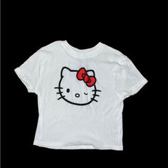 Brand New With Tags Size M Cute Hello Kitty Print Tops For Spring, Summer Cotton Hello Kitty Tops, Fun Cotton Tops With Hello Kitty, Cute Hello Kitty Tops For Summer, Spring White T-shirt With Cat Design, Cotton Hello Kitty Fun Tops, Hello Kitty Summer Tops, Hello Kitty Summer Fun Tops, Summer Hello Kitty Fun Tops