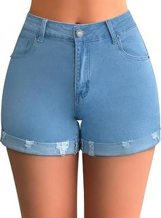 Item No. 786133 This jean shorts made of breathable and comfy denim fabric, which create a great wear experience for you Constructed with mid-rise, summer short jeans feature unique distressed designs in the hemline, taking the daily look up a notch effortlessly The rolled cuff creates a definite separation from the shorts to your legs, making you look even more extraordinary Match these classic 9 pockets shorts with tucked-in shirt or plain blouse to spice up your ordinary style Trendy Jean Shorts For Summer, Trendy Fitted Medium Wash Jean Shorts, Summer Mid-rise Stretch Jean Shorts, Summer Stretch Mid-rise Jean Shorts, Trendy Stretch Jean Shorts For Spring, Trendy Stretch Mid-rise Shorts, Ripped Cotton Shorts With Short Leg, Ripped Cotton Shorts With Short Legs, Ripped Short Jeans For Summer