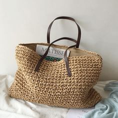 Elena Handbags Large Straw Woven Tote Casual Brown Shoulder Bag For Beach, Trendy Brown Crochet Bag For Beach Season, Trendy Brown Straw Bag For Beach, Trendy Brown Straw Beach Bag, Trendy Brown Beach Shoulder Bag, Trendy Beige Crochet Bag For Beach, Trendy Beige Crochet Beach Bag, Trendy Natural Canvas Shoulder Bag, Trendy Brown Crochet Bag For Vacation