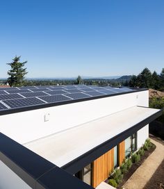 solar panels on the roof of a modern home in napa valley, california usa