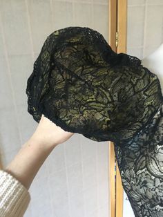 "1930's/40's black and yellow tulle and lace party dress! So special, I've never seen this color combination, Puffy sleeves and gathering at the bust. Drop waist. Whole dress is semi-sheer women's XS 34\" bust 24\" waist Up to 46\" hips Shoulder to natural waist 15 1/2\" Natural waist to hem 34 1/2\"" Black Sheer Lace For Evening, Sheer Black Lace For Party, Black Sheer Lace For Party, Party Black Lace With Contrast Detail, Green High Heels, Lace Party Dress, Silk Kimono Robe, Lace Party Dresses, Ice Queen