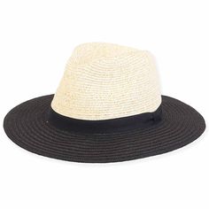 Lily Two Tone Black and Natural Straw Safari - Sunny Dayz™ Safari Hat Sun N Sand Hats HK439 Natural Small (54 cm) Adjustable Black Straw Hat Made Of Paper Straw, Black Brimmed Woven Panama Hat, Black Woven Panama Hat With Short Brim, Black Woven Brimmed Panama Hat, Black Brimmed Toquilla Straw Hat, Black Woven Panama Hat With Flat Brim, Braided Straw Fedora With Brim, Black Woven Flat Brim Panama Hat, Black Woven Fedora Hat