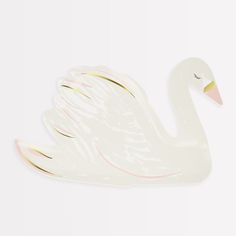 a white swan shaped paper plate on a white background