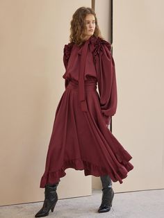 Composition : POLYESTER 100%Color : WINE RED_S,WINE RED_M,WINE RED_LCountry of Origin : Republic of Korea Dark Summer, Wine Red, Bow Tie, Jumpsuit Dress, Long Dress, Dress Outfits, Composition, Jumpsuit, Wine