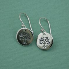 Silver Tree Earrings  sterling silver dangle tree of by TheZenMuse, $37.00 Work Earrings, Tree Of Life Earrings, Tree Jewelry, Tree Earrings, Silver Tree, Earring Tree, Jewelry Tree, Discount Card, Nature Jewelry