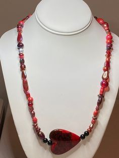 If a different length is needed, please message me Deep Red Heart Necklace 24 inches long To return to my homepage, click the below: https://www.etsy.com/shop/AllisonsJewels Big Necklaces, Heart Necklace Red, Yellow Flower Necklace, Food Necklace, Pink Heart Necklace, Red Heart Necklace, Funky Necklace, Fruit Necklace, Red Marble