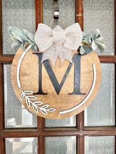 Monogram Door Hanger Door Hanger Signs Diy, Front Door Signs Wooden Diy, Door Sign Ideas Entrance, Diy Door Signs Front Porches, Diy Monogram Door Hanger, Monogram Signs Wooden, Office Door Signs Diy, Door Hangers Wooden Diy, Front Door Hanger Ideas