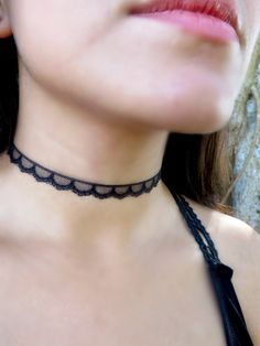 "Black Choker Necklace, Patterned Lace Choker, Choker Necklace, Tattoo Black Choker, Boho Jewelry, Black Choker, Thin Choker, Trendy Jewelry ❤ BUY ANY 2 ITEMS ANS GET 15% OFF!! (USE COUPON CODE '15OFF') ❤ ❤ BUY ANY 4 ITEMS ANS GET 20% OFF!! (USE COUPON CODE '20OFF') ❤ ❤ BUY ANY 6 ITEMS AND GET 25% OFF!! ((USE COUPON CODE '25OFF') ❤ Complete any outfit with this unique gorgeous fashionable and trendy choker necklace ! Made from 10mm delicate lace cord. Choker length: 12 inches + 2.5 inch extensio Suede Choker Necklace, Necklace Tattoo, Trendy Chokers, Cord Choker, Lace Choker, Black Choker Necklace, Tattoo Black, Necklace Patterns, Jewelry Black