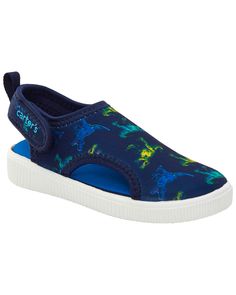 He's Ready For The Lake Or The Beach In This Cool Pair Of Water Shoes! Slip-resistant Summer Sneakers, Comfortable Non-slip Sneakers For Beach, Sporty Non-slip Beach Sneakers, Non-slip Low-top Sneakers For Beach, Non-slip Low-top Sport Sandals For Summer, Low-top Sport Sandals For Beach In Summer, Summer Low-top Sport Sandals For Beach, Low-top Sport Sandals For Beach, Beach Sneakers For Summer With Synthetic Material