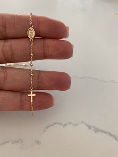 14K Yellow Gold Rosary Bracelet, Solid Gold Rosary Bracelet, Miraculou – YanYa Cheap Jubilee Rosary Bracelet As Gift, Cheap Rosary Bracelet As Gift, Wide Gold Bracelets, Gold Rosary Bracelet, Mexican Gold Jewelry, Bijoux Piercing Septum, Gold Cross Bracelet, Bracelet Trio, Bracelet With Cross