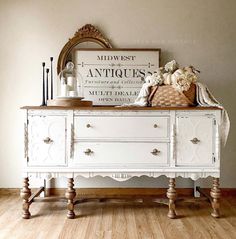 Shell White - Shackteau Interiors Antique Sideboard Buffet, Buffet Vintage, Antique Buffet, Buffet Decor, Vintage Buffet, Interior Vintage, Furniture Rehab, Diy Furniture Renovation, Furniture Renovation