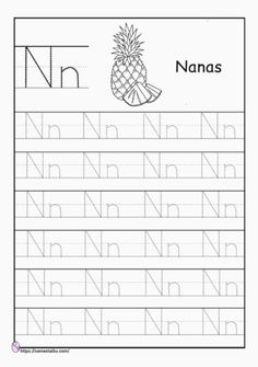 the letter n worksheet for handwriting and numbers with pineapples on it