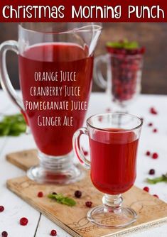 christmas morning punch with cranberry juice, pineapple juice and ginger ale