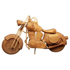 a wicker motorcycle is shown on a white background