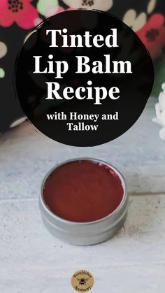 Amp up your natural beauty routine with this gorgeous hibiscus lip balm. Whenever I do get the chance to put on some makeup, I do try to have the same, strict standards that I have for the rest of my skincare products.  This means no toxic chemicals, period. This DIY tinted lip balm recipe uses the skin friendly ingredients of raw honey and grass fed tallow. Homemade Lip Balm is easy and fun to make. Perfect DIY gift idea.DIY Gorgeous Hibiscus Lip Balm Lip Tint Diy, Diy Tinted Lip Balm, Tinted Lip Balm Recipe, Recipe With Honey, Natural Beauty Routine, Organic Skin Care Recipes