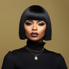 12 Inch Natural Black Short Bob Wig With Bangs For Black Women Layered Bob Hairstyles For Black Women, Black Bob Wig, Quick Weaves, Straight Bob Wig, Bob Wig With Bangs, Short Straight Bob, Big Braids, Black Bob, Classic Bob