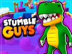 an image of a cartoon character with the words stumble guys in front of him and his alligator