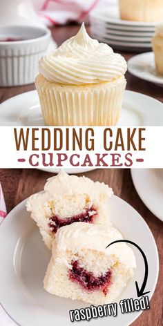 wedding cake cupcakes with raspberry filling