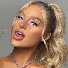 Purple Fairy Makeup, Gem Makeup, Site Models, Rave Fits, Purple Makeup