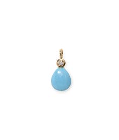 Diamond & Turquoise 14k Gold Necklace Charm. Small diamond top and turquoise drop with 14k gold bezel and ring Lizzie Fortunato, Gold Charm Necklace, 14k Gold Necklace, Diamond Charm, Gold Charm, Gemstone Colors, White Diamond, Sale Items, Turquoise Necklace