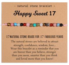 the happy bracelet is made with natural stone beads for 17 fabulous year's gifts