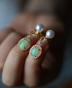 Opal drop Earrings Pearl Earrings diamond halo 14K Gold Earrings Wedding women delicate Unique Bridal set Oval cut Birthday Gift for her ◆Detail description◆ ◆Solid 14K Yellow Gold(shown in picture) ◆Opal Carat:7*9mm, total 2.2ct(1.1ct each ) ◆Pearl Size: 7mm*2 total 1.9ct ◆Moissanite:0.38ct ◆Made of 14k /18k - Rose / White / Yellow Gold ◆All sizes are available,contact me if there not contain the size you want in the drop-down ◎◎Production time & shipping Production process will usually las Oval Fine Jewelry Bridal Earrings For Wedding, Oval Bridal Earrings Fine Jewelry Gift, Elegant Oval Earrings For Wedding, Oval Halo Design Bridal Earrings For Wedding, Oval Halo Bridal Earrings, Oval Halo Bridal Earrings For Wedding, Elegant Oval Wedding Earrings, Oval Clip-on Earrings For Wedding, Oval Halo Design Bridal Earrings