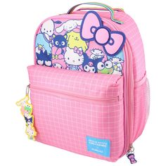 Keep This adorable mini backpack cooler features heat-sealed silicone applique of Hello Kitty and Friends enjoying a sunny day. With its convenient size and multiple carrying options, it's perfect for toting your favorite beverages to picnics, concerts, or any fun outing. Cute Pink Backpack For Outdoor Activities, Hello Kitty And Friends Backpack, Playful Hello Kitty Backpack For Travel, Hello Kitty Print Backpack, Cute Hello Kitty Travel Backpack, Kawaii Hello Kitty Backpack For Travel, Cute Hello Kitty Print Backpack For Travel, Playful Hello Kitty Travel Backpack, Loungefly Mini Backpack Hello Kitty