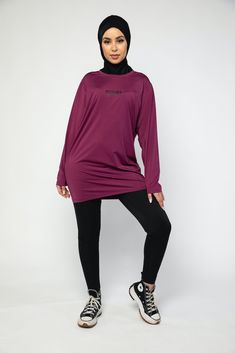 It's time to be comfortable in your own skin. The Disciplined Women's Modest Activewear will have you bending & stretching with ease. Cut in a modest fit, this long sleeve t-shirt will let you sit or stretch in comfort. Available in 4 colours & matching beanies available.   *Long sleeve top only* *Over 1000+ sold globally* (10-08-21-Today)  *Excellent reviews on Instagram with keywords 'lightweight' , 'quality' , 'breathable' 'loose' , and 'comfortable' being used*   Follow our instagram to see Basic Long Sleeve Stretch Activewear, Basic Stretch Long Sleeve Activewear, Basic Long Sleeve Stretch Sweatshirt, Purple Long Sleeve Athleisure Sweatshirt, Purple Long Sleeve Athleisure Activewear, Basic Long Sleeve Sports Tops, Purple Long Sleeve Gym Activewear, Purple Long Sleeve Activewear For Gym, Basic Long Sleeve Activewear For Workout