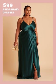 This satin wrap dress is an absolute stunner. Any bridesmaid will love how our Cindy dress flatters, emphasizing her natural waistline and elongating her frame. Perfect for a formal affair, our shimmering satin amps up the glam. The skys the limit when it comes to accessorizing Cindy. She pairs beautifully with dangly earrings or a dramatic statement necklace. Emerald Bridesmaid Dress, Jewel Tone Bridesmaid, Emerald Bridesmaid, Emerald Green Bridesmaid Dresses, Cindy Dress, Satin Gowns, Emerald Bridesmaid Dresses, Satin Wrap Dress, Birdy Grey