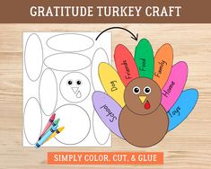 a turkey craft for kids to color and cut