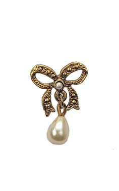 Details: Measurements: 1" Drop Gold & Pearl Post backing Luxury Vintage Pearl Earrings Gift, Elegant Vintage Charm Earrings For Formal Occasions, Elegant Formal Earrings With Vintage Charm, Elegant Vintage Charm Earrings For Wedding, Elegant Vintage Charm Wedding Earrings, Vintage Teardrop Clip-on Earrings As Gift, Elegant Vintage Charm Drop Earrings, Elegant Clip-on Brooches For Formal Occasions, Elegant Antique Gold Jewelry For Party