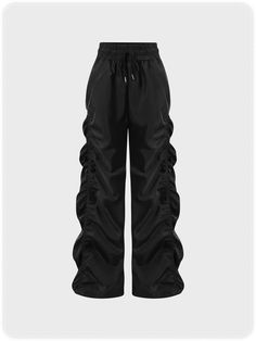 Edgy Black Wrinkled Bottom Pants | kollyy Baddie Pants, Harajuku 90s, Casual Attire For Women, Hip Hop Pants, Trendy Pants, Trendy Street Style, Type Of Pants, Black Bottoms, Stage Outfits