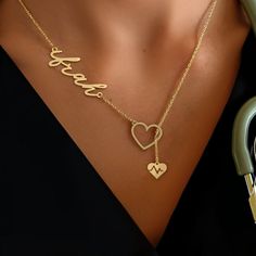 Personalize Your Style with Our Initial Necklace. Crafted with precision and attention to detail, this necklace is the perfect way to showcase your personal style. Metal: Stainless Steel Available in a variety of finishes: 🌹 Rose Gold 🟡 18k Gold 🥈 Silver The chain length options include: - 16" Each necklace is meticulously: ✨ Designed ✨ Polished ✨ Assembled * 14" NECKLACE: Fits most like a choker * 16" NECKLACE: Falls perfectly around the base of the neck like a collar. On a petite woman it w Customized Heart-shaped Yellow Gold Jewelry, Customized Yellow Gold Heart Jewelry, Adjustable Heart-shaped Engraved Necklaces, Customized Gold Necklace With Heart Pendant, Personalized Gold Heart Necklace With Adjustable Chain, Customized Gold Heart Pendant Necklace, Gold Heart Necklace For Personalized Gift, Gold Heart Necklace With Adjustable Chain For Personalized Gift, Yellow Gold Heart Necklace Gift