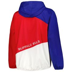 When cooler weather strikes, grab this Buffalo Bills Bill full-zip jacket from Tommy Hilfiger to stay warm. It features stunning Buffalo Bills graphics and a mesh lining to keep you comfortable. This is the perfect piece of gear to illustrate your die-hard pride for the team when it gets chilly. Machine wash, tumble dry low Officially licensed Long sleeve Brand: Tommy Hilfiger Interior locker loop Embroidered fabric applique One interior pocket Two front pockets Material: 100% Nylon - Shell; 100 Hooded Red Moisture-wicking Outerwear, Red Hooded Moisture-wicking Outerwear, Winter Nylon Outerwear For Sports Events, Red Moisture-wicking Hooded Outerwear, Moisture-wicking Hooded Red Outerwear, Red Moisture-wicking Winter Outerwear, Tommy Hilfiger Sporty Streetwear Windbreaker, Tommy Hilfiger Sporty Windbreaker For Streetwear, Long Sleeve Nylon Windbreaker For Sports Events