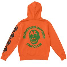 It is a green and black print on an orange Heavyweight Cotton Pullover Hoodie Designed and printed by me in Long Beach, California. Casual Green Hoodie With Logo Print, Orange Crew Neck Sweatshirt For Streetwear, Orange Sporty Sweatshirt With Graphic Print, Orange Graphic Print Sporty Sweatshirt, Sporty Orange Sweatshirt With Graphic Print, Green Hooded Sweatshirt With Logo Print, Graphic Print Orange Sweatshirt For Streetwear, Orange Letter Print Crew Neck Hoodie, Orange Crew Neck Sporty Hoodie