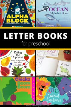 the alphabet book for preschool with pictures of animals and letters