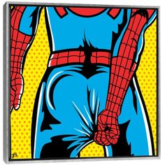 an image of a spider man with his hands in his pockets canvas print on wall