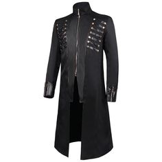 This Men's Vintage Gothic Victorian Long Tail Coat is the perfect addition to your wardrobe. Featuring a unique and stylish design, it features a front chest metal vintage button patchwork leather design for a classic look. The long length will keep you warm and comfortable, while the tails provide a unique flair. Perfect for any formal occasion or night out, this coat will make you stand out from the crowd. Please reach out if you have any questions about sizing. For custom orders, please leave