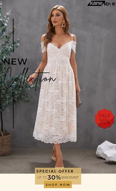 Cold Shoulder Backless Lace Midi Dress White Sleeveless Midi Dress With Lace-up Back, Lace Midi, Dresses By Length, Lace Midi Dress, Elevate Your Style, Women's Fashion Dresses, Cold Shoulder, Your Style, Midi Dress