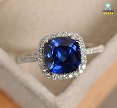 Sapphire ring, cushion cut engagement ring, solid white gold , halo ring, September birthstone, gifts for women, Gemstone ring, Gemstone, Sapphire Cushion Ring, Sapphire, Cushion, Cushion Engagement Ring. ♠ Stone Details ➵ Sapphire weight: Approx. 2.75 CT ➵ 3.0 Ct Approx. Total ➵ Gemstone: Sapphire ➵ Stone Color (Blue) ➵ Stone Luster: Excellent ➵ Stone Clarity: VVS1 ➵ Stone Make: High Quality ➵ Center Stone Shape: Cushion Cut ➵ Metal Change(10k/14k/18k White/Yellow/Rose Gold) ➵ Handmade item I a Sapphire Rings With Square Cut And Halo Setting, Square Cut Sapphire Ring With Halo Setting, Cushion Cut Sapphire Ring Gift, Cushion Cut Sapphire Ring With Halo Setting For Promise, Cushion Cut Sapphire Ring With Center Stone As Gift, Elegant Cushion Cut Sapphire Ring With Halo Design, Sterling Silver Cushion Cut Halo Ring Gift, Cushion Cut Sapphire Ring With Halo Setting, Cushion Cut White Gold Halo Promise Ring